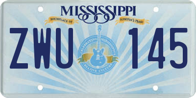 MS license plate ZWU145
