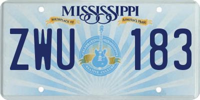 MS license plate ZWU183