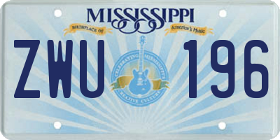 MS license plate ZWU196
