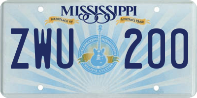 MS license plate ZWU200