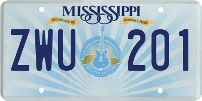 MS license plate ZWU201