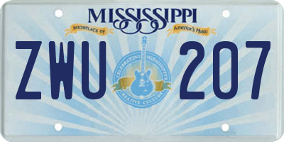 MS license plate ZWU207
