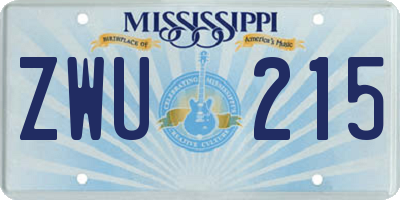MS license plate ZWU215