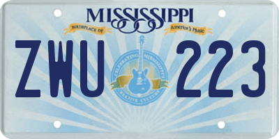 MS license plate ZWU223