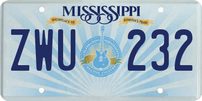 MS license plate ZWU232