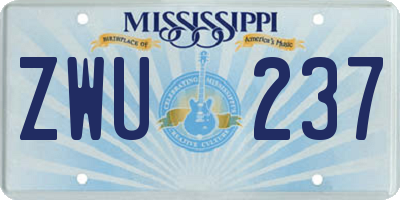 MS license plate ZWU237