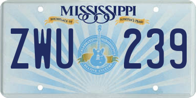 MS license plate ZWU239