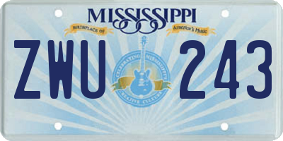 MS license plate ZWU243