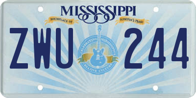 MS license plate ZWU244