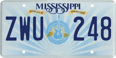 MS license plate ZWU248