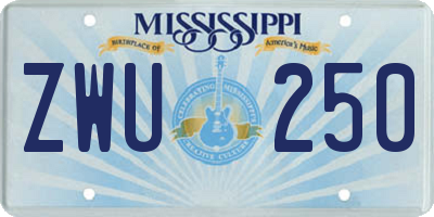 MS license plate ZWU250