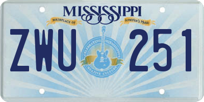 MS license plate ZWU251