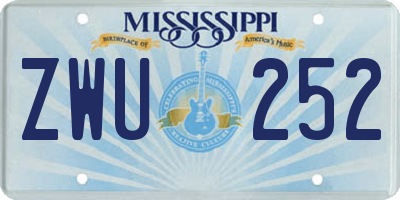 MS license plate ZWU252