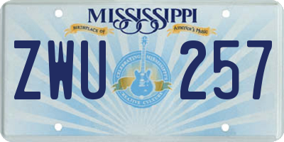 MS license plate ZWU257