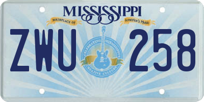 MS license plate ZWU258