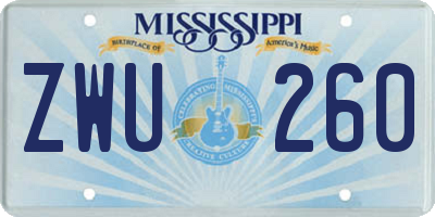 MS license plate ZWU260
