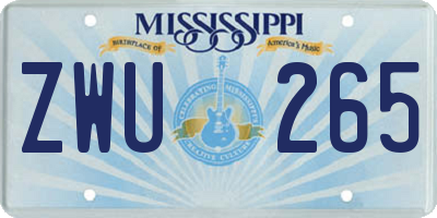 MS license plate ZWU265