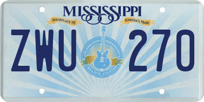 MS license plate ZWU270