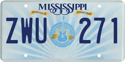 MS license plate ZWU271