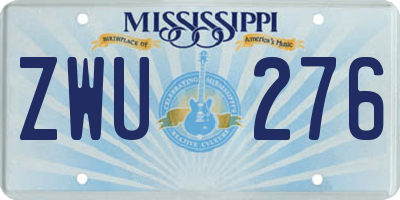 MS license plate ZWU276
