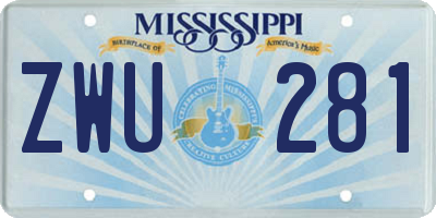 MS license plate ZWU281