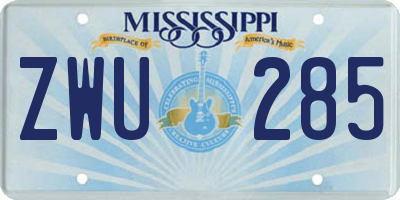 MS license plate ZWU285