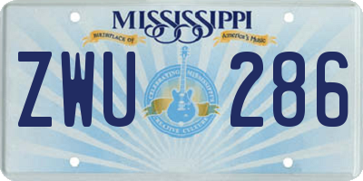MS license plate ZWU286