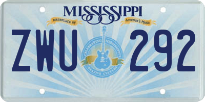MS license plate ZWU292