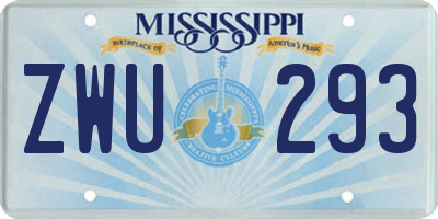 MS license plate ZWU293