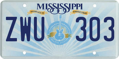 MS license plate ZWU303