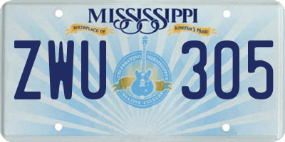 MS license plate ZWU305