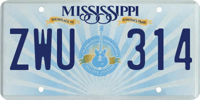 MS license plate ZWU314