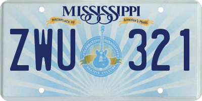 MS license plate ZWU321
