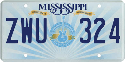 MS license plate ZWU324