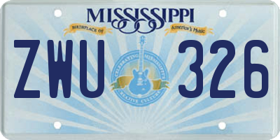 MS license plate ZWU326