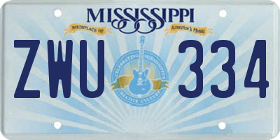 MS license plate ZWU334