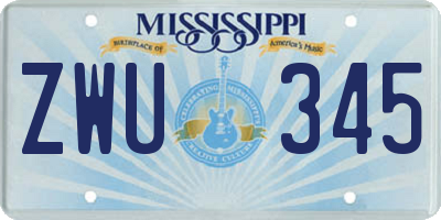 MS license plate ZWU345