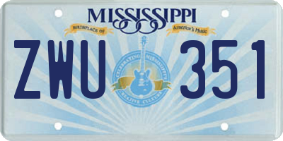 MS license plate ZWU351