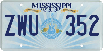 MS license plate ZWU352