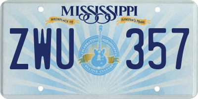 MS license plate ZWU357