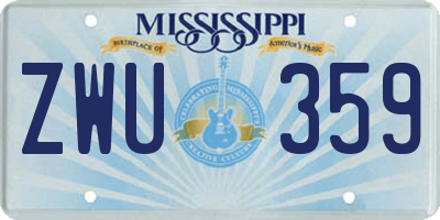 MS license plate ZWU359
