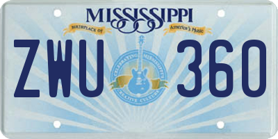 MS license plate ZWU360