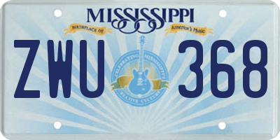 MS license plate ZWU368