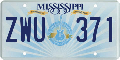 MS license plate ZWU371