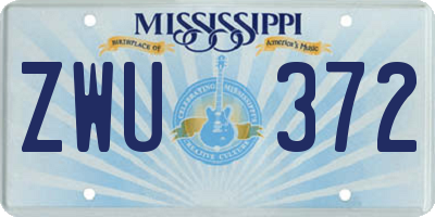 MS license plate ZWU372