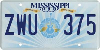 MS license plate ZWU375