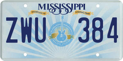 MS license plate ZWU384