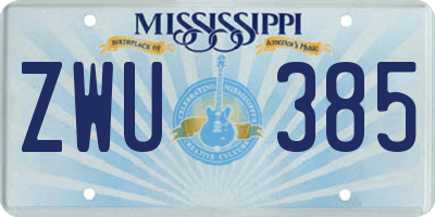 MS license plate ZWU385