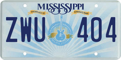 MS license plate ZWU404