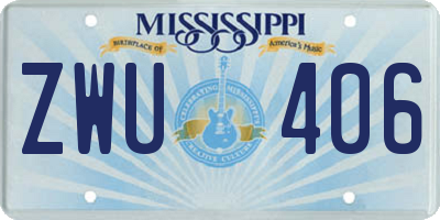 MS license plate ZWU406